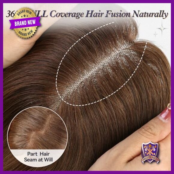 14 Inch Human Hair Topper with Swiss Lace Base for Thinning Hair main image 5